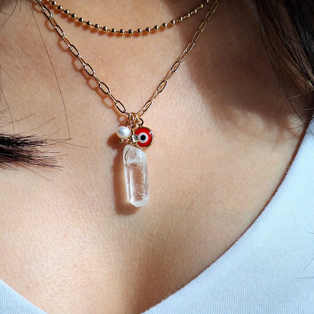 SET of 2 necklaces, Gold and Multicolor Pearl Necklace Set - Picture 4 of 8